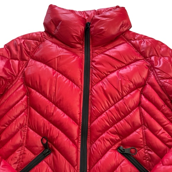 GUESS Women’s Storm Cuffs Quilted Transitional Red Puffer Jacket Size Large - Picture 14 of 16